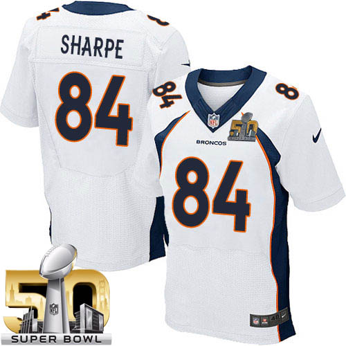 Men's Elite Shannon Sharpe Super Bowl L Nike Jersey White Road - #84 NFL Denver Broncos